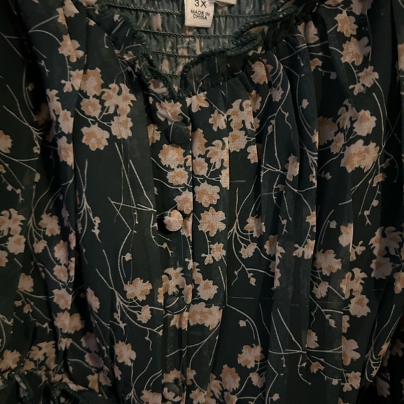 Chic Soul mid calf dress, green floral, size 3x. - Picture 3 of 6